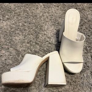 White Platform Mules